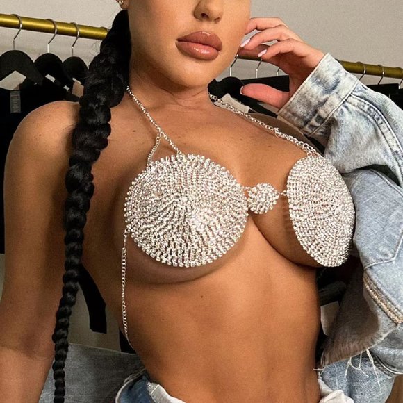 Sexy Silver Chain Bra,Rave Outfit,Festival Jewelry, Body Jewelry,boho - Picture 2 of 6
